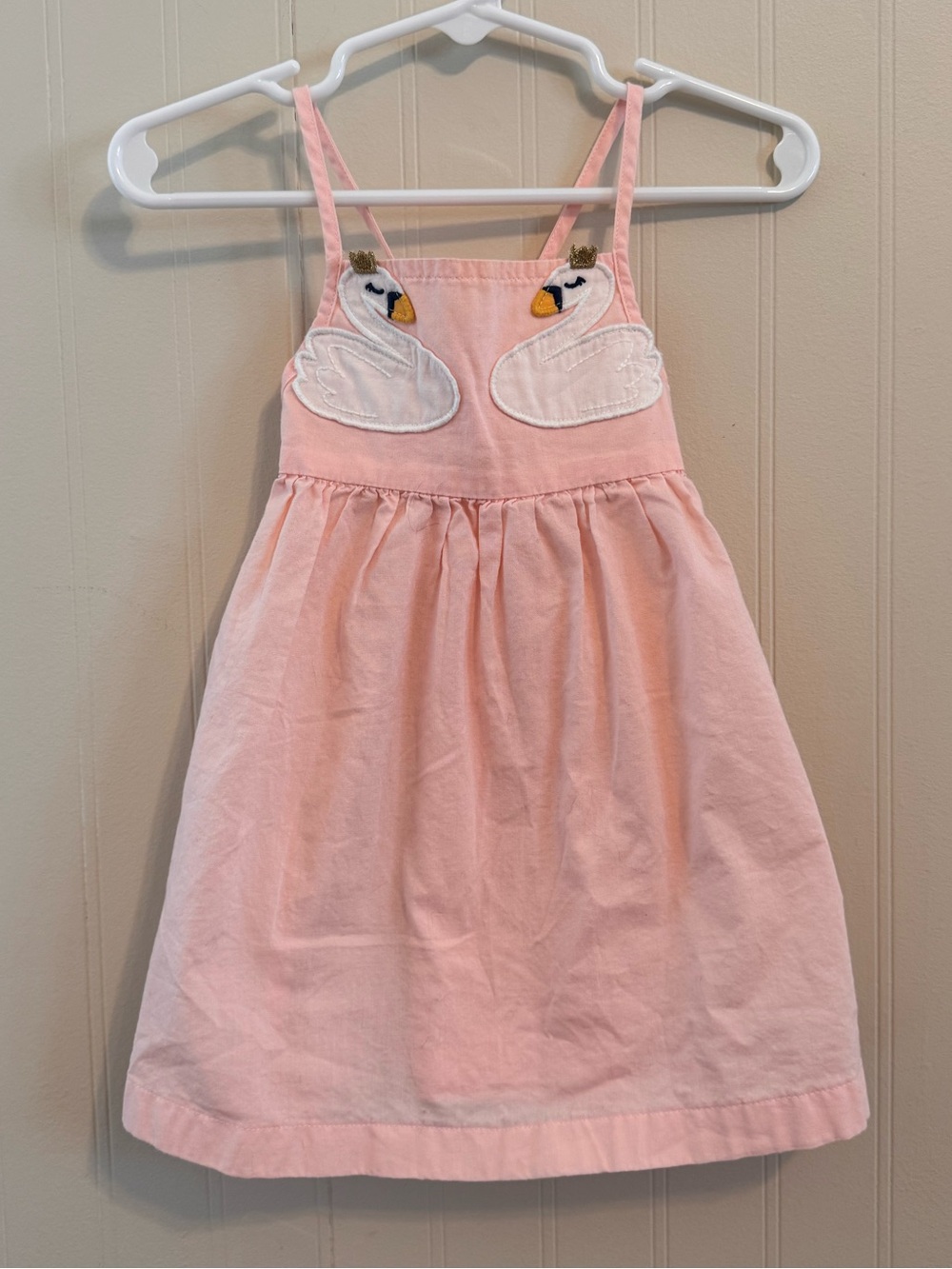 Carter's Light Pink Swan Appliqué Strap Dress